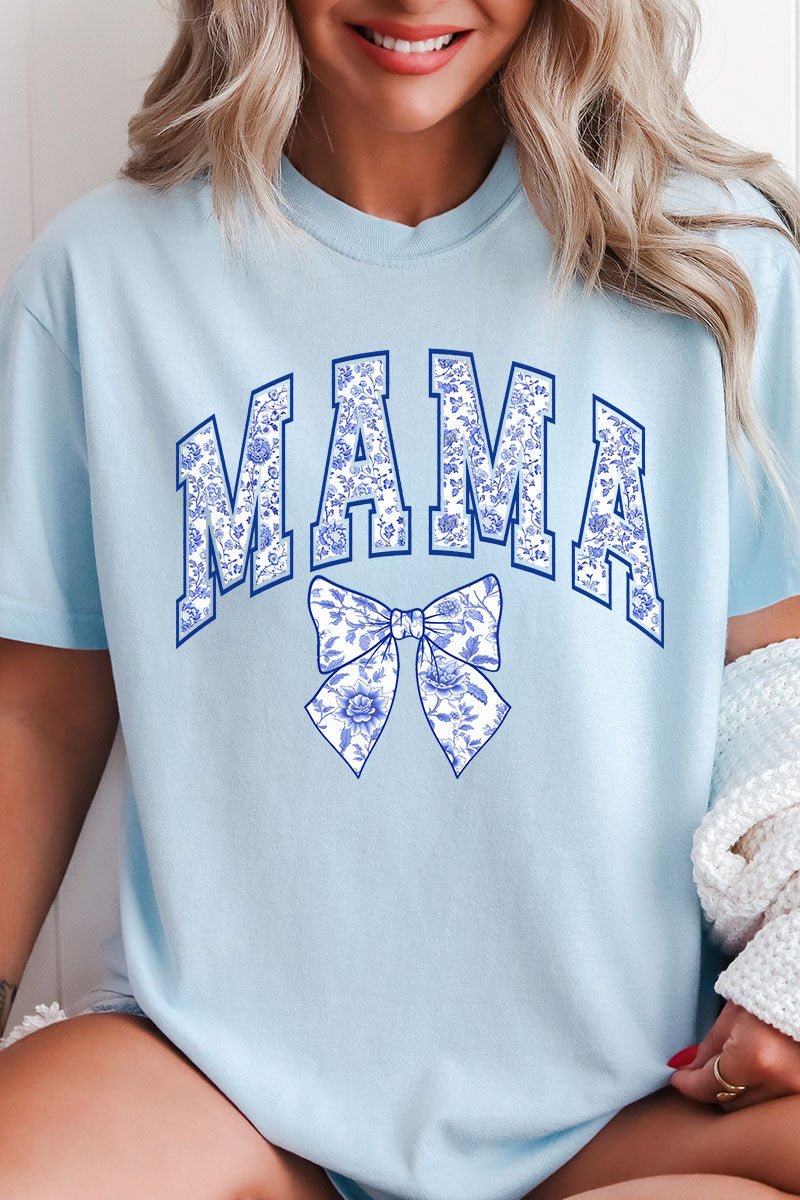 Arched Mama Blue Chinoiserie Comfort Colors Adult Ring - Spun Cotton Tee - Wholesale Accessory Market