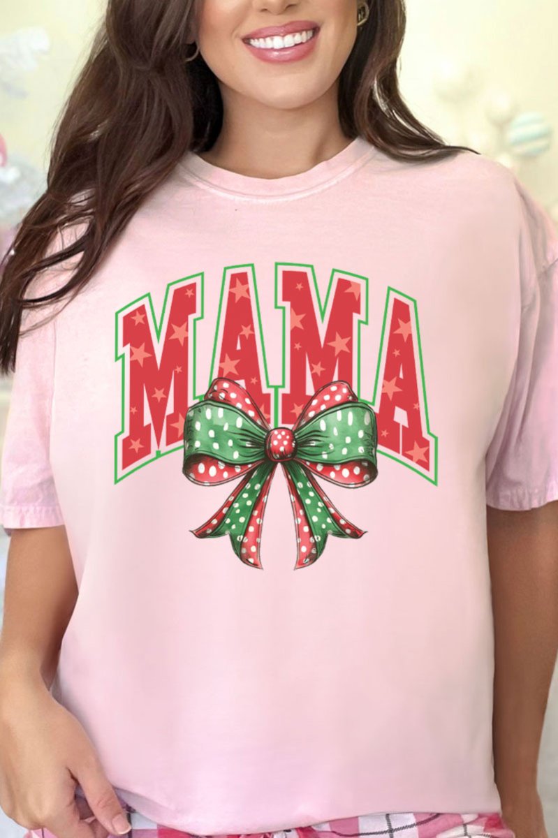 Arched Red And Green Mama Comfort Colors Adult Ring - Spun Cotton Tee - Wholesale Accessory Market