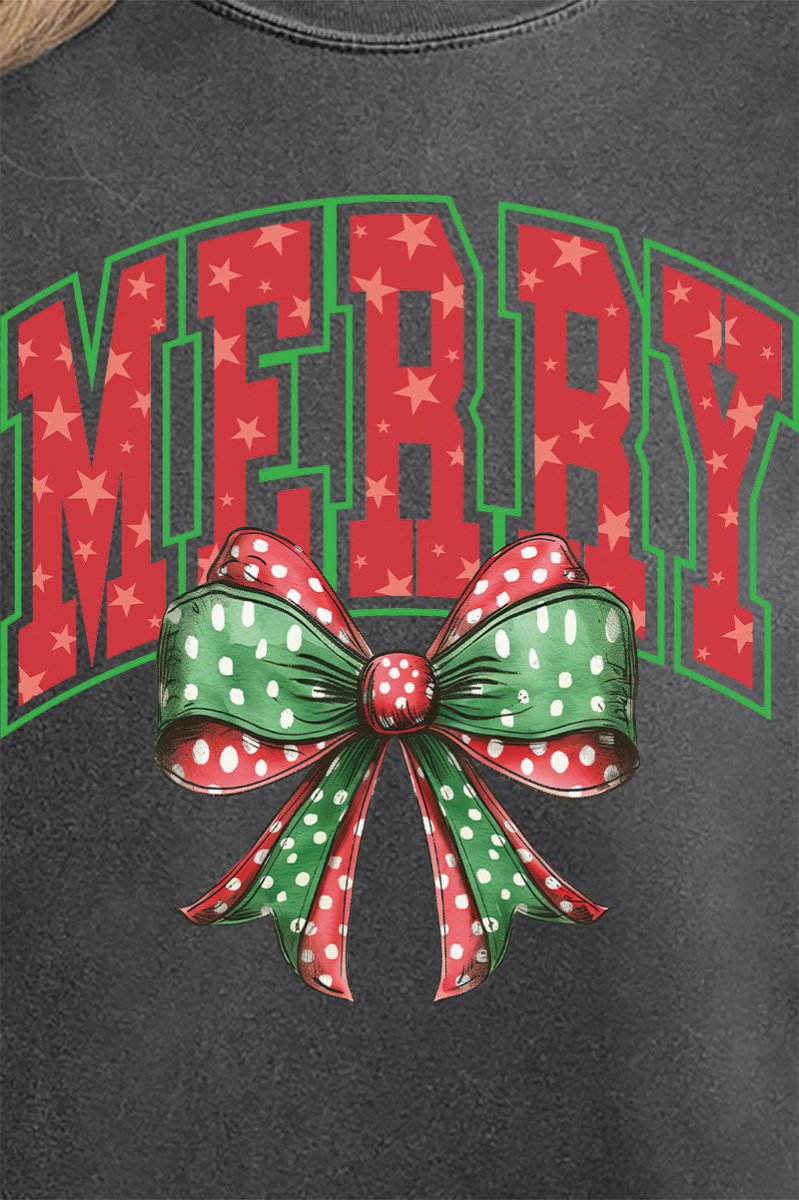 Arched Red and Green Merry Comfort Colors Adult Ring - Spun Cotton Tee - Wholesale Accessory Market