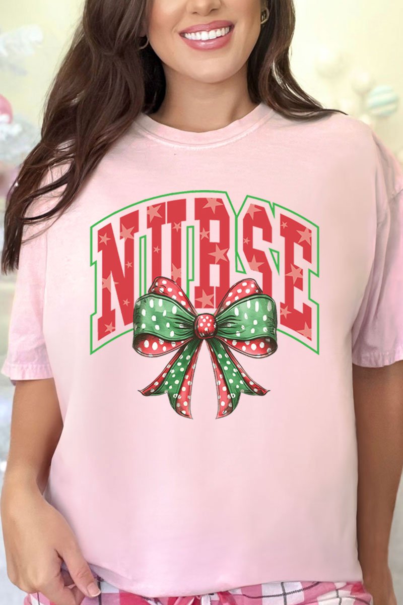 Arched Red and Green Nurse Comfort Colors Adult Ring - Spun Cotton Tee - Wholesale Accessory Market