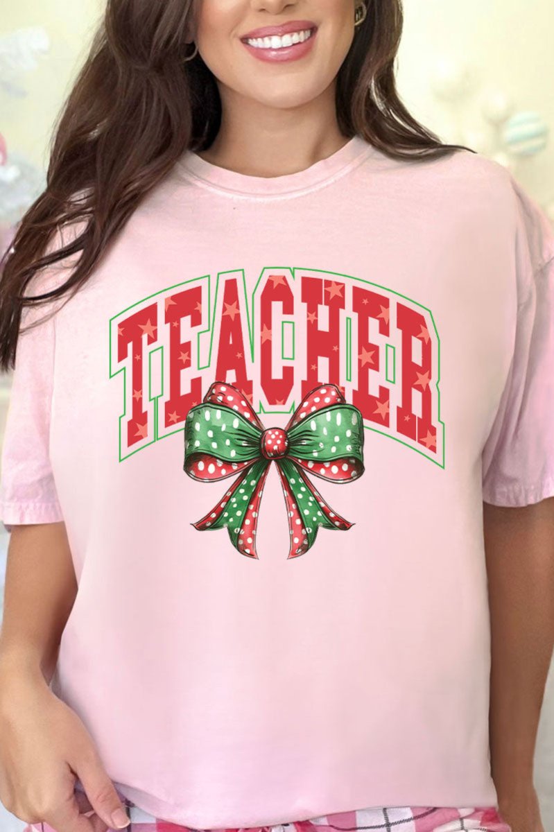 Arched Red And Green Teacher Comfort Colors Adult Ring - Spun Cotton Tee - Wholesale Accessory Market