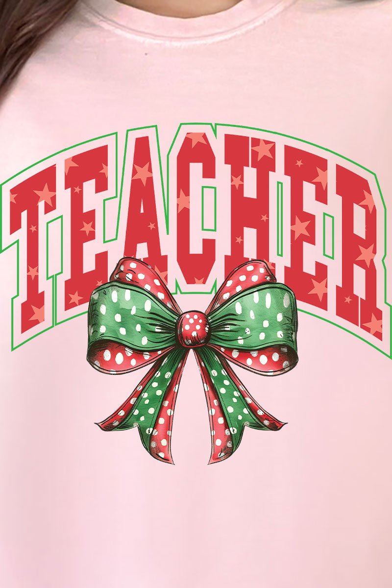 Arched Red And Green Teacher Comfort Colors Adult Ring - Spun Cotton Tee - Wholesale Accessory Market