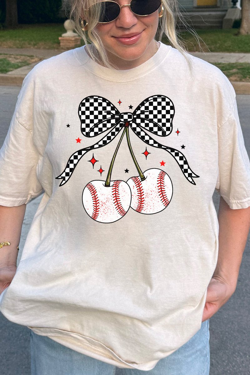 Baseball Cherries Comfort Colors Adult Ring - Spun Cotton Tee - Wholesale Accessory Market