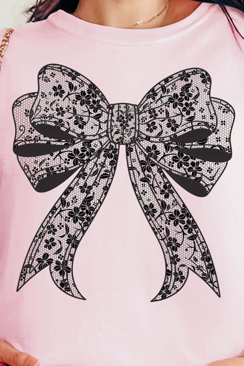 Black Lace Bow Comfort Colors Adult Ring - Spun Cotton Tee - Wholesale Accessory Market