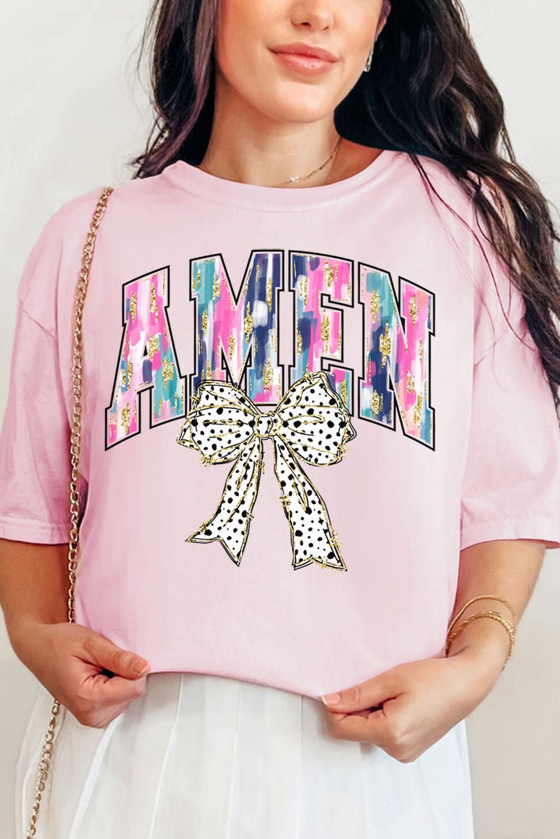 Brushed Amen Bow Comfort Colors Adult Ring - Spun Cotton Tee - Wholesale Accessory Market
