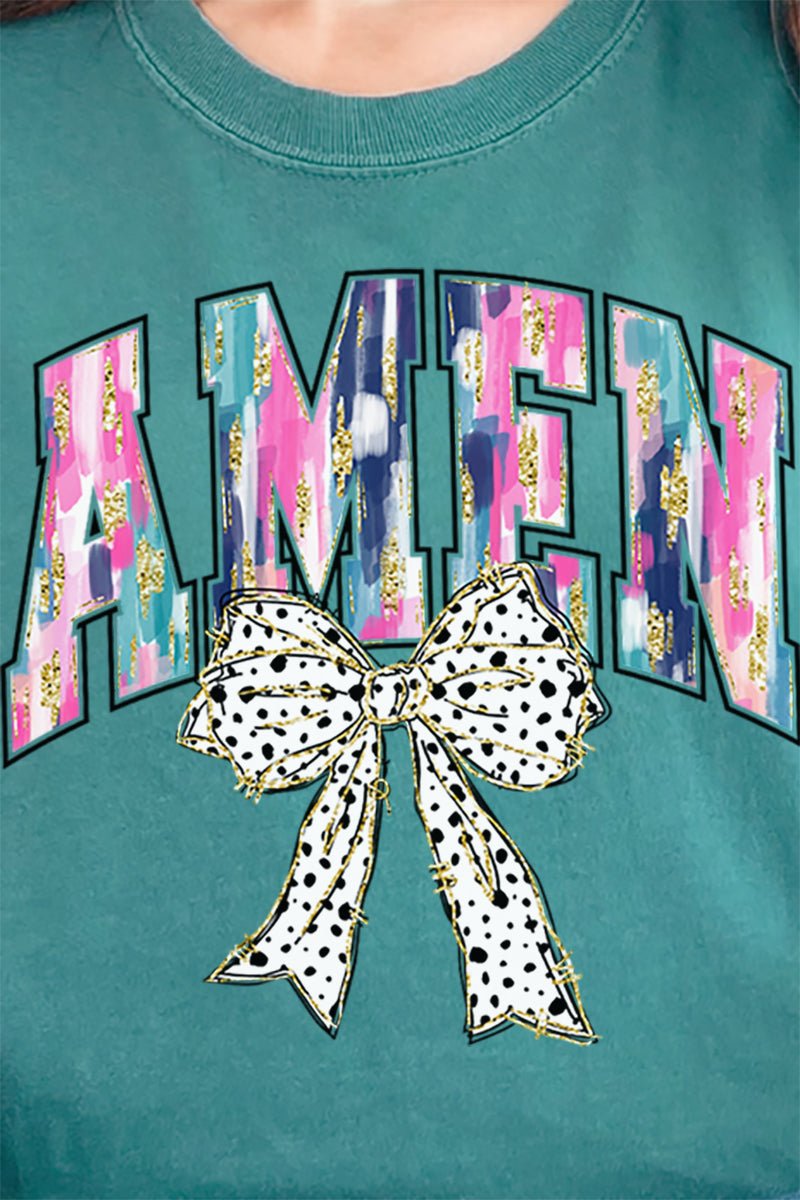 Brushed Amen Bow Comfort Colors Adult Ring - Spun Cotton Tee - Wholesale Accessory Market