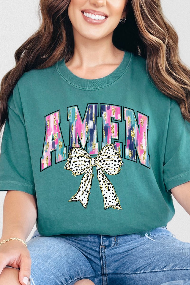 Brushed Amen Bow Comfort Colors Adult Ring - Spun Cotton Tee - Wholesale Accessory Market