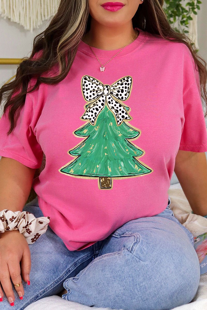 Brushed Green Christmas Tree Comfort Colors Adult Ring - Spun Cotton Tee - Wholesale Accessory Market
