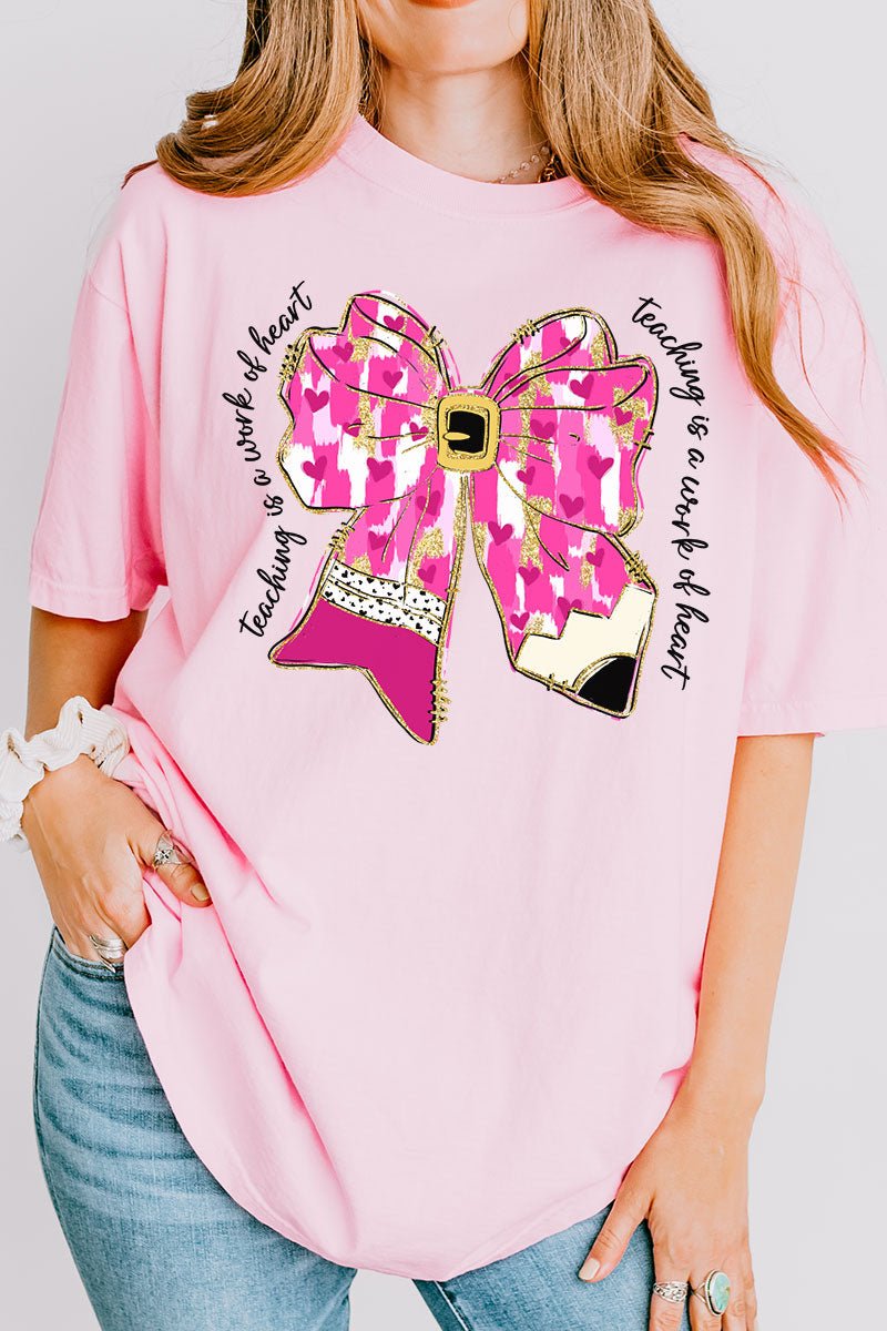 Brushed Teaching Is A Work Of Heart Comfort Colors Adult Ring - Spun Cotton Tee - Wholesale Accessory Market