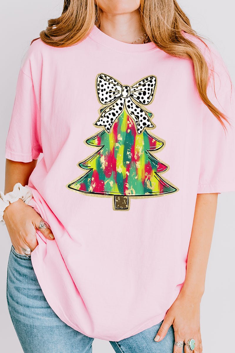 Brushed Watercolor Christmas Tree Comfort Colors Adult Ring - Spun Cotton Tee - Wholesale Accessory Market