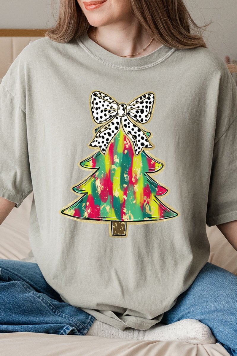 Brushed Watercolor Christmas Tree Comfort Colors Adult Ring - Spun Cotton Tee - Wholesale Accessory Market