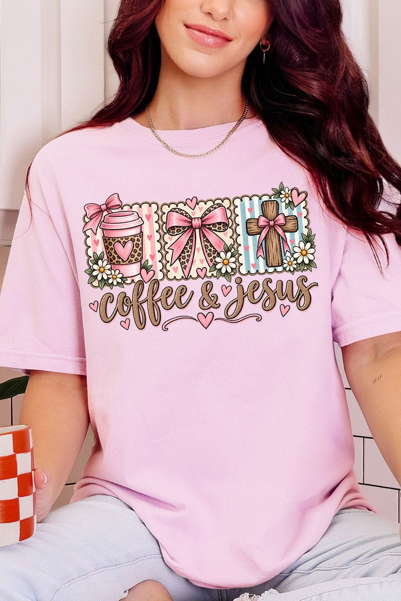 Coffee & Jesus Coquette Comfort Colors Adult Ring-Spun Cotton Tee - Wholesale Accessory Market