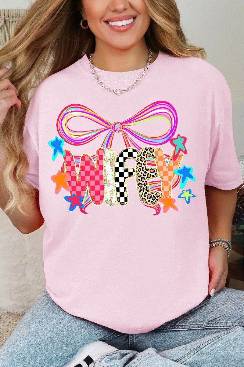 Colorful Preppy Wifey Comfort Colors Adult Ring - Spun Cotton Tee - Wholesale Accessory Market