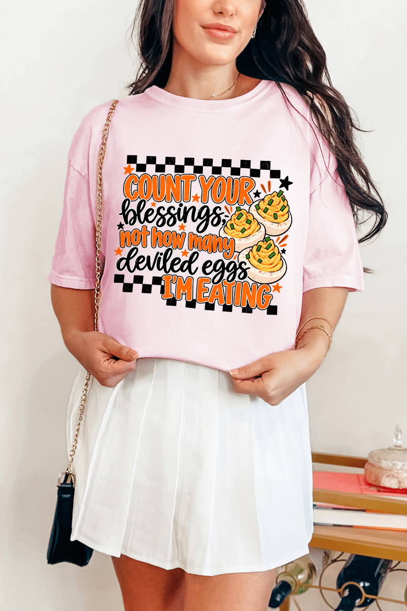 Count Blessings Not Deviled Eggs Comfort Colors Adult Ring-Spun Cotton Tee - Wholesale Accessory Market