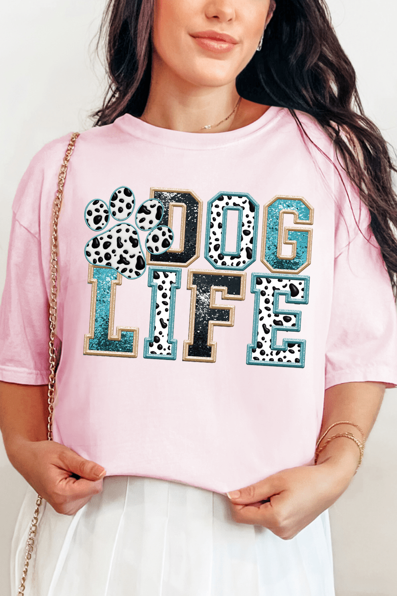 Dog Life Faux Glitter Comfort Colors Adult Ring - Spun Cotton Tee - Wholesale Accessory Market