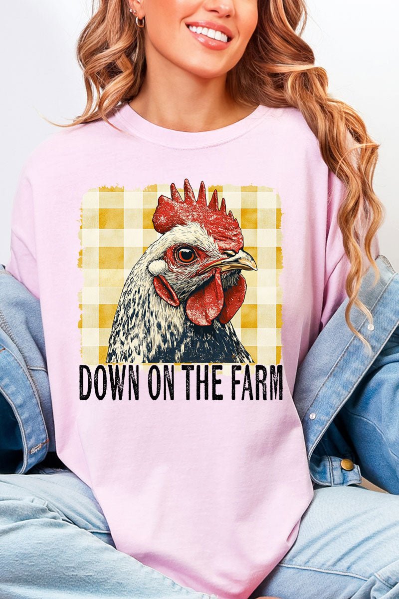 Down On The Farm Chicken Comfort Colors Adult Ring - Spun Cotton Tee - Wholesale Accessory Market