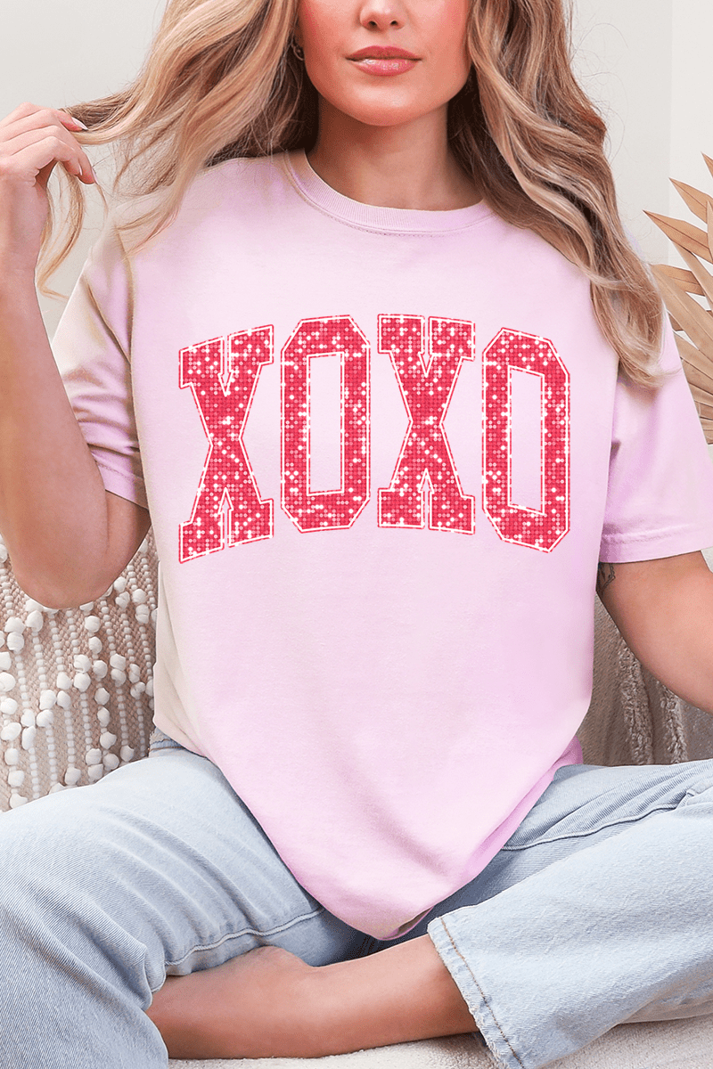 Faux Glitter XOXO Comfort Colors Adult Ring - Spun Cotton Tee - Wholesale Accessory Market