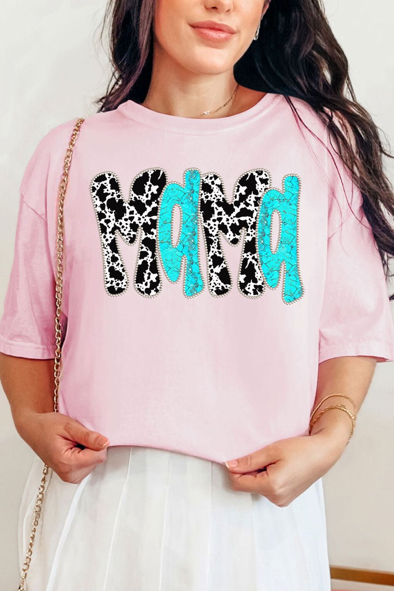 Faux Rhinestone Western Mama Comfort Colors Adult Ring - Spun Cotton Tee - Wholesale Accessory Market