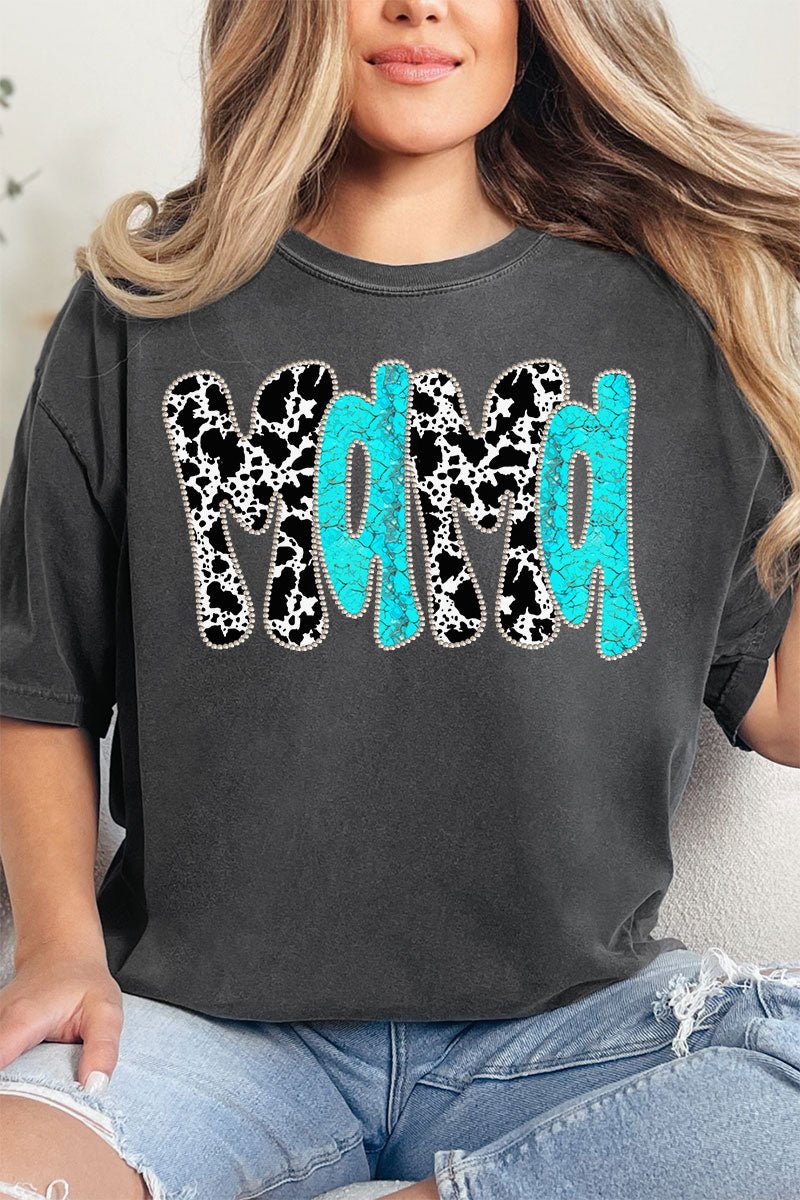 Faux Rhinestone Western Mama Comfort Colors Adult Ring - Spun Cotton Tee - Wholesale Accessory Market