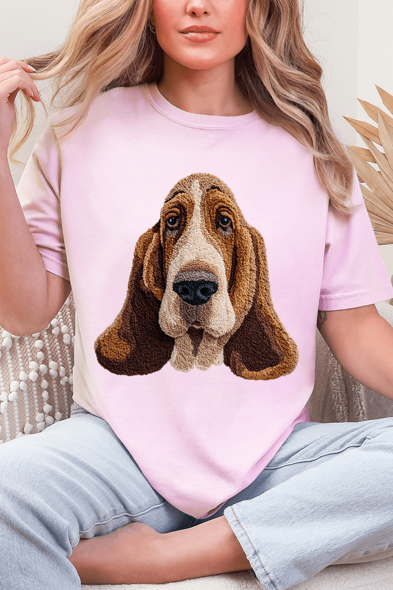 Faux Yarn Basset Hound Comfort Colors Adult Ring - Spun Cotton Tee - Wholesale Accessory Market