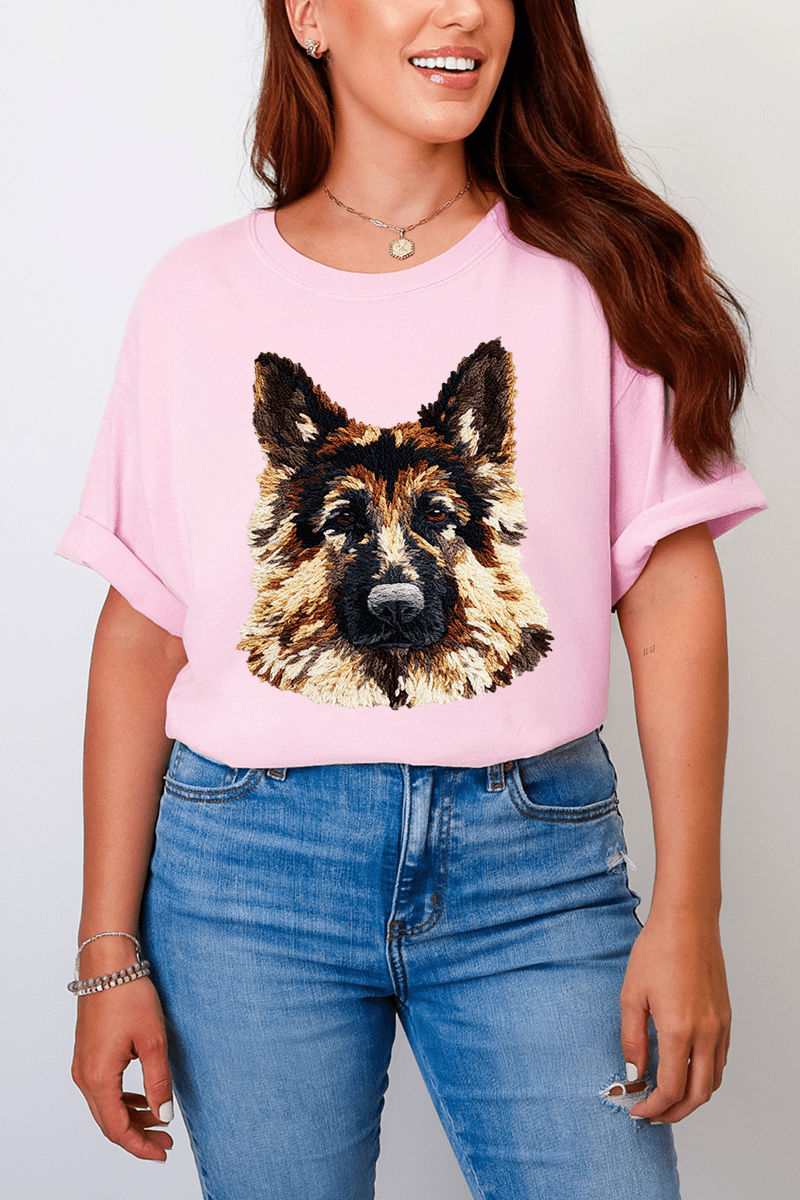 Faux Yarn German Shepherd Comfort Colors Adult Ring - Spun Cotton Tee - Wholesale Accessory Market