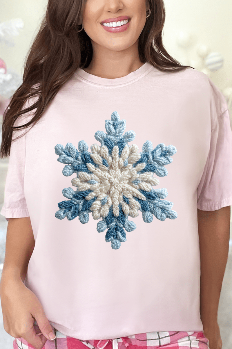 Faux Yarn Snow Day Snowflake Comfort Colors Adult Ring - Spun Cotton Tee - Wholesale Accessory Market