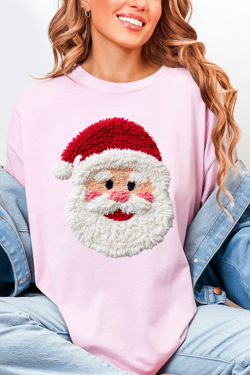 Faux Yarn Stitched With Cheer Santa Comfort Colors Adult Ring - Spun Cotton Tee - Wholesale Accessory Market