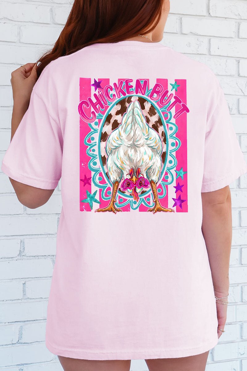 Guess What Chicken Butt Full Front & Back Design Comfort Colors Adult Ring - Spun Cotton Tee - Wholesale Accessory Market