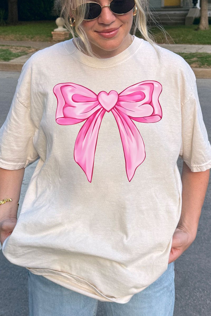 Heartstrings Coquette Bow Comfort Colors Adult Ring - Spun Cotton Tee - Wholesale Accessory Market