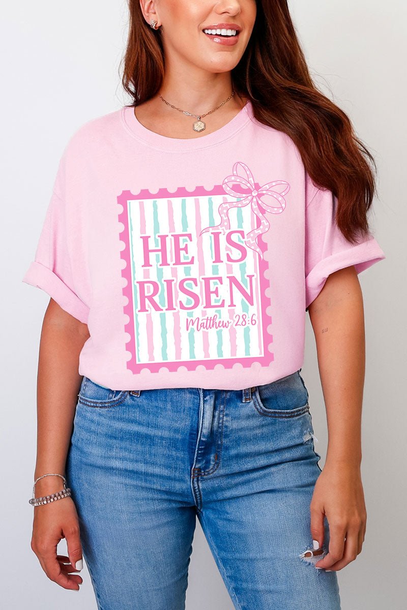 He Is Risen Stamp Comfort Colors Adult Ring - Spun Cotton Tee - Wholesale Accessory Market