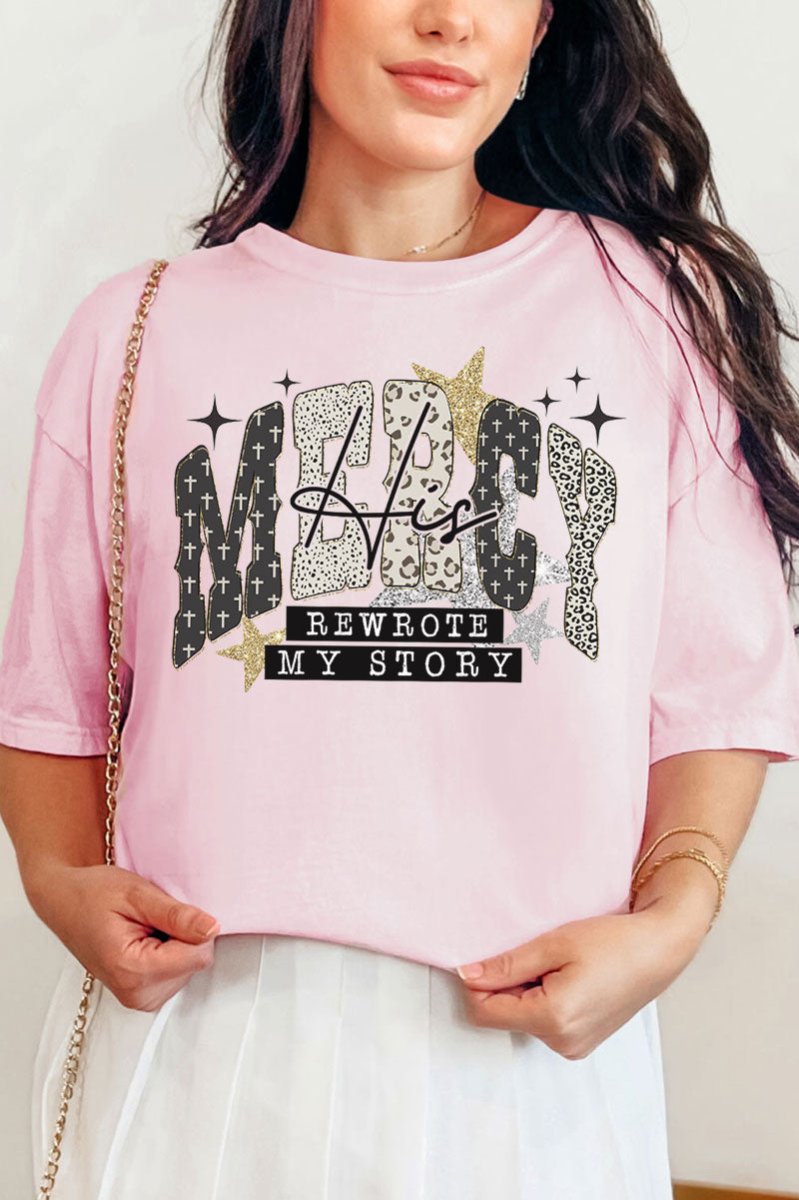 His Mercy Rewrote My Story Comfort Colors Adult Ring - Spun Cotton Tee - Wholesale Accessory Market
