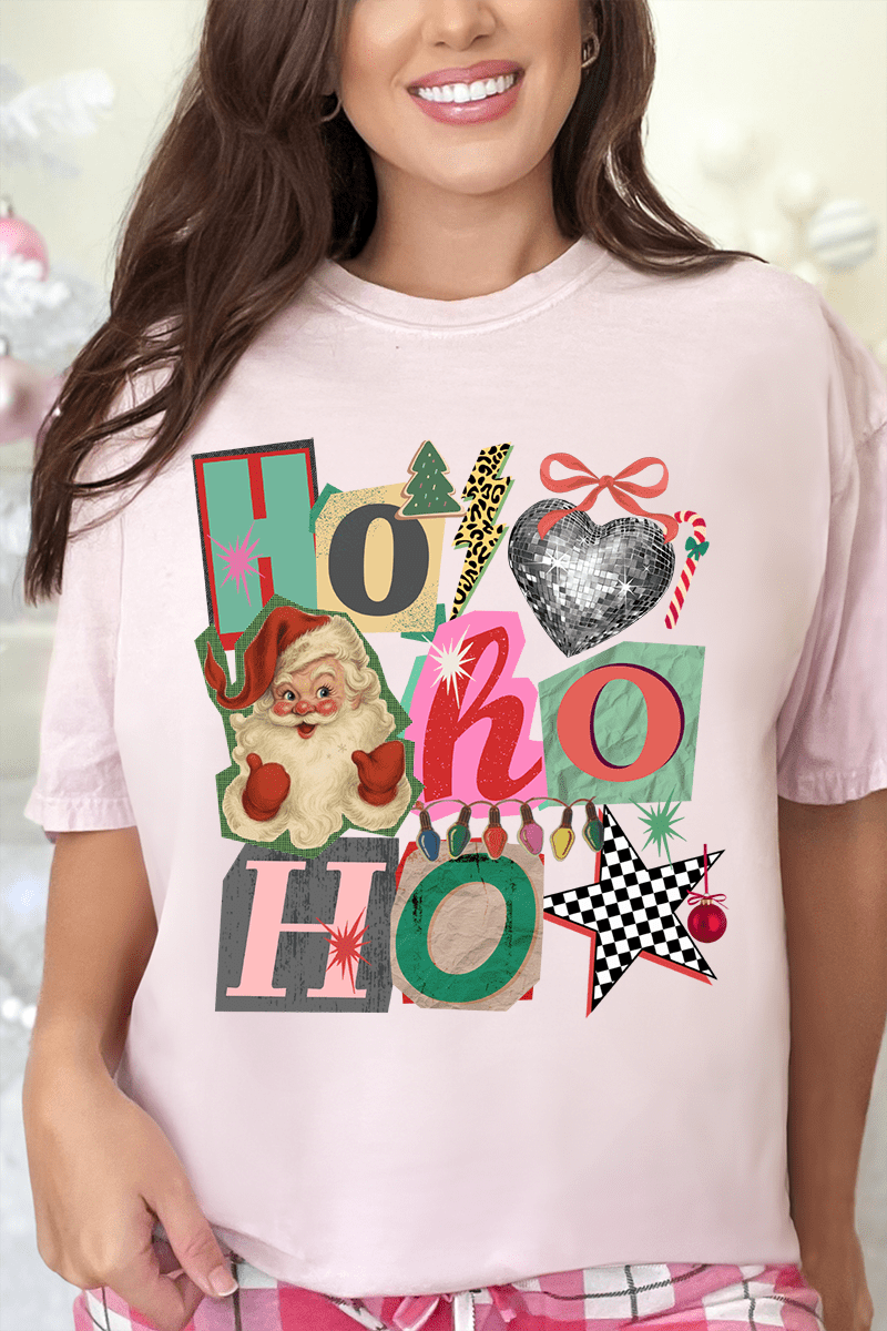 Ho Ho Retro Christmas Comfort Colors Adult Ring - Spun Cotton Tee - Wholesale Accessory Market