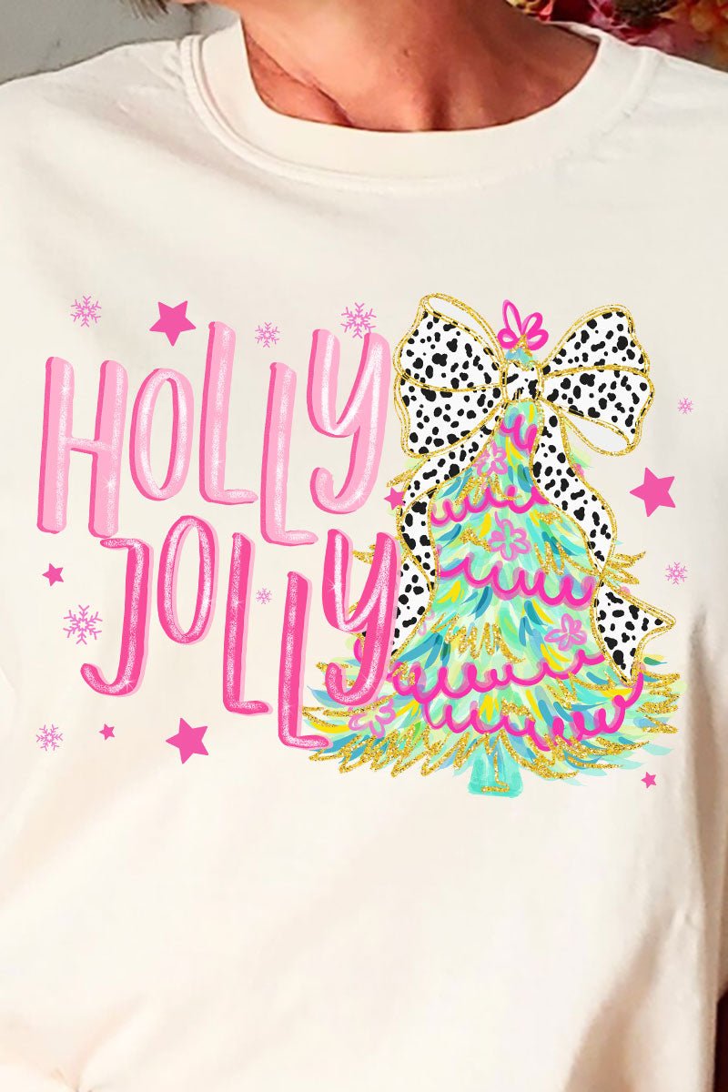 Holly Jolly Christmas Tree Comfort Colors Adult Ring - Spun Cotton Tee - Wholesale Accessory Market