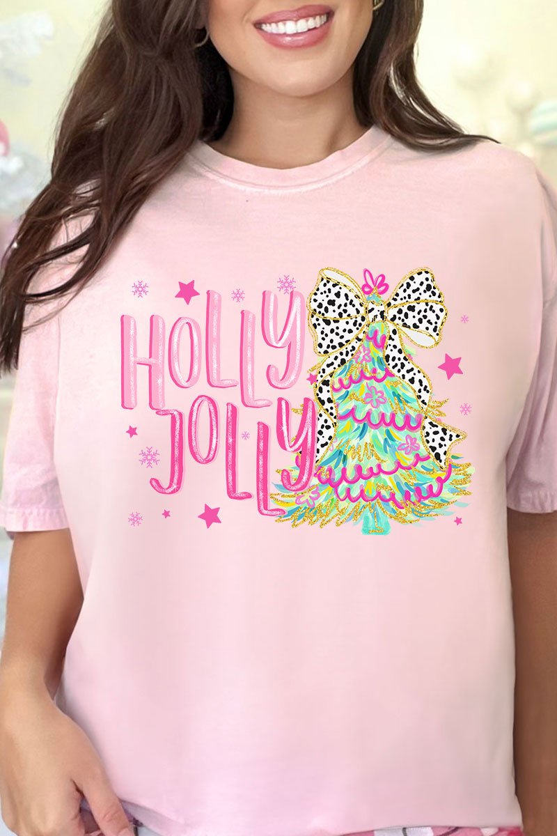 Holly Jolly Christmas Tree Comfort Colors Adult Ring - Spun Cotton Tee - Wholesale Accessory Market