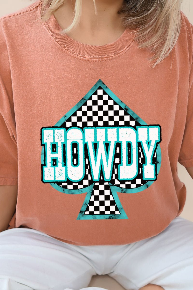 Howdy Checkered Spade Comfort Colors Adult Ring - Spun Cotton Tee - Wholesale Accessory Market