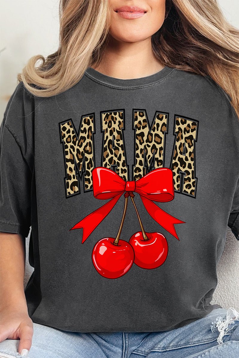 Leopard Cherry Mama Comfort Colors Adult Ring - Spun Cotton Tee - Wholesale Accessory Market