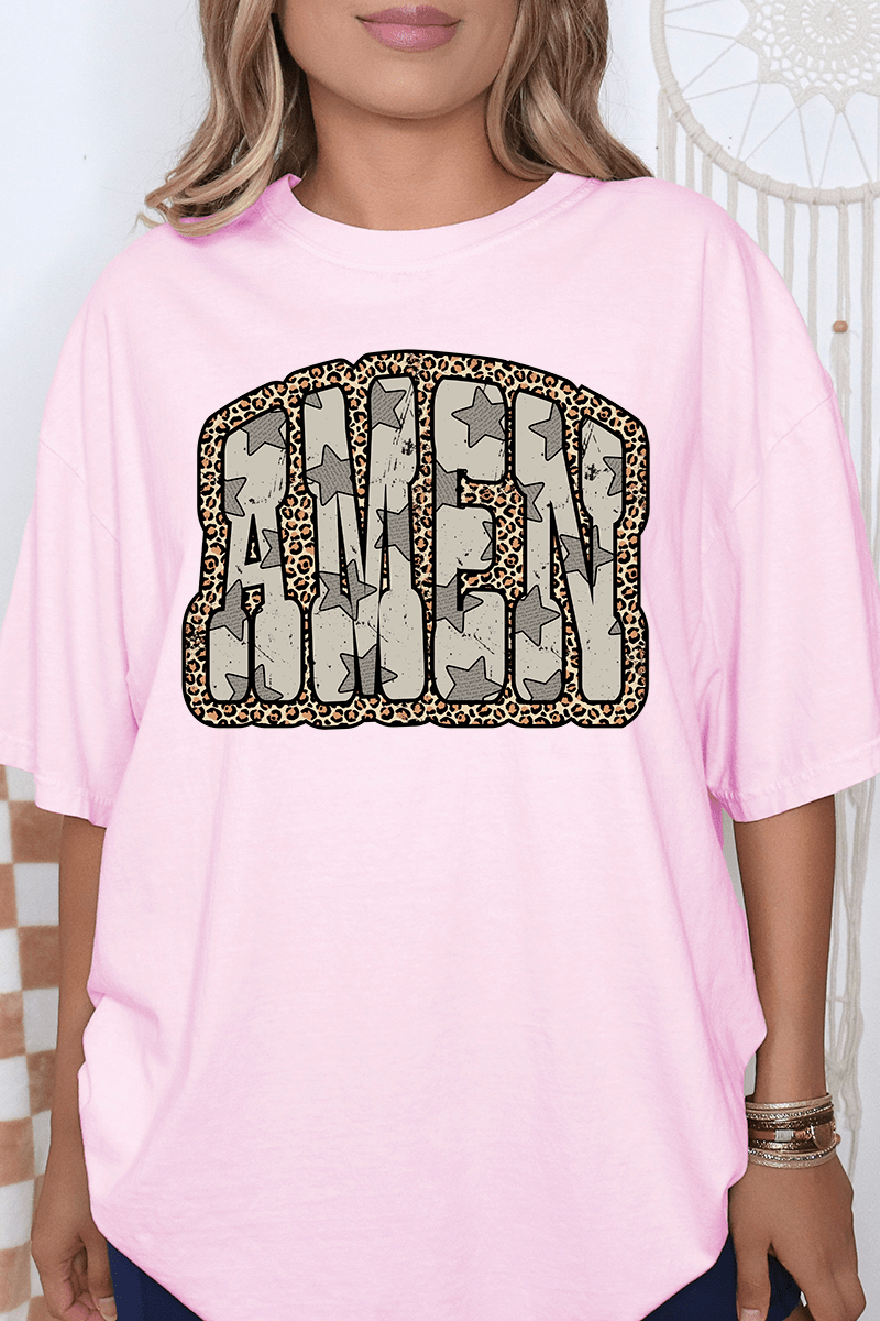 Leopard Star Amen Comfort Colors Adult Ring - Spun Cotton Tee - Wholesale Accessory Market