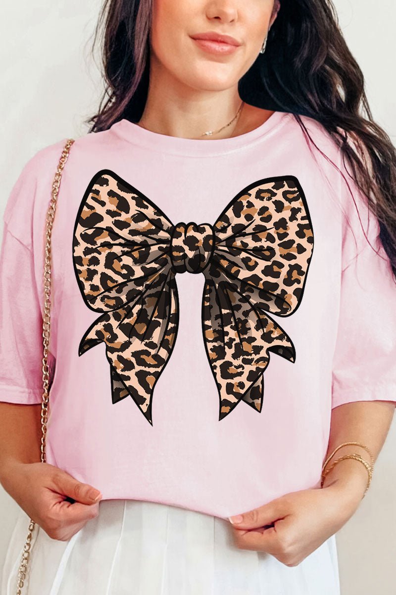 Lovely Leopard Bow Comfort Colors Adult Ring - Spun Cotton Tee - Wholesale Accessory Market