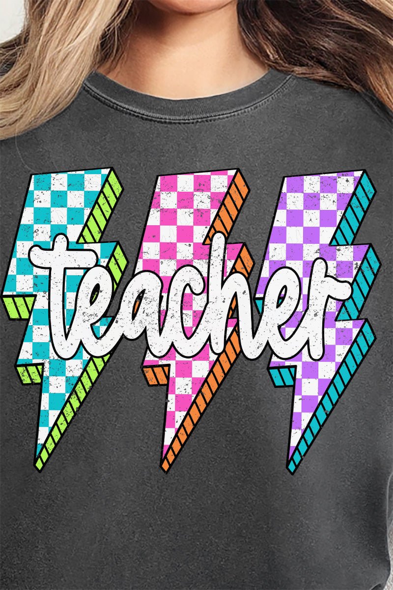 Neon Lightning Teacher Comfort Colors Adult Ring - Spun Cotton Tee - Wholesale Accessory Market