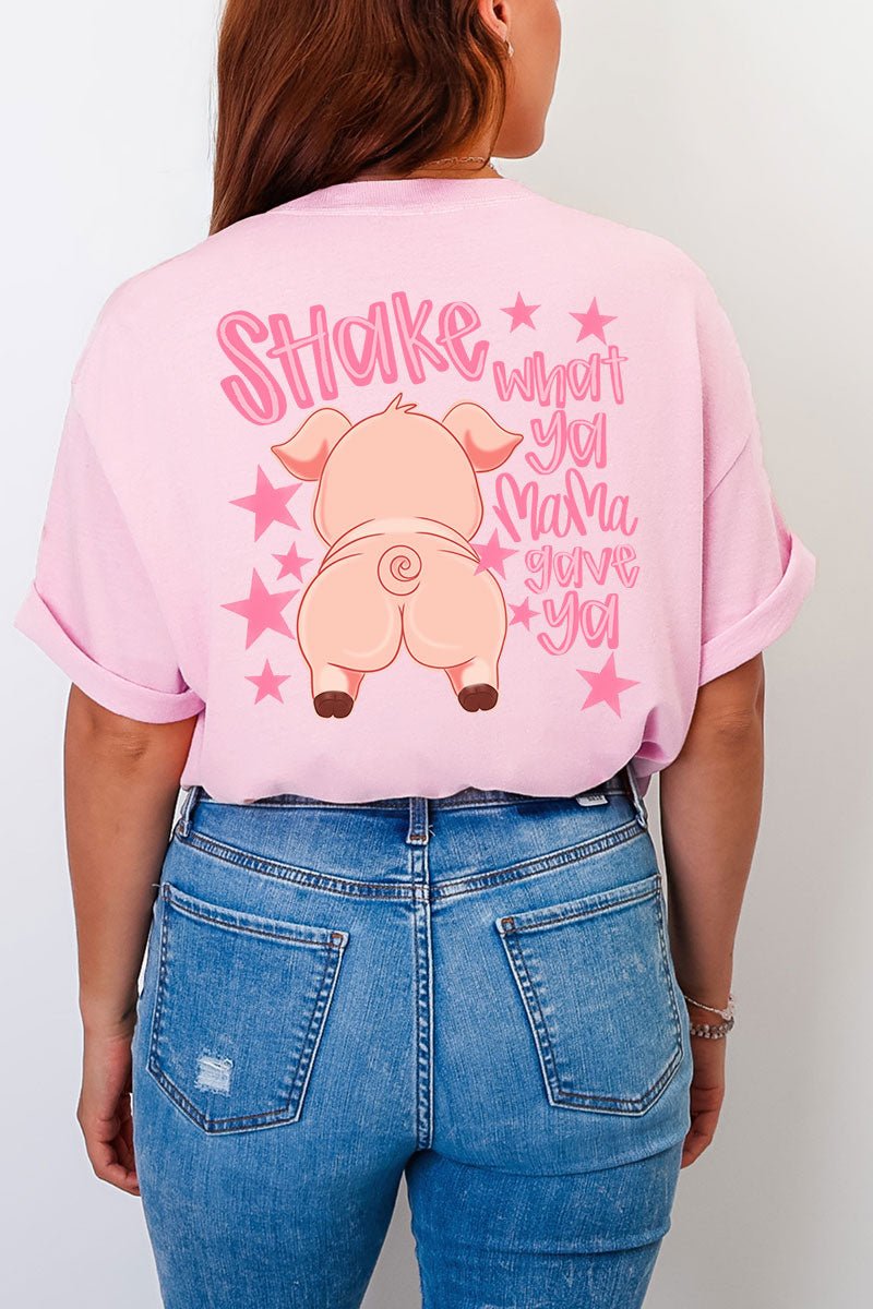 Oink Oink Shake Full Front & Back Design Comfort Colors Adult Ring-Spun Cotton Tee - Wholesale Accessory Market