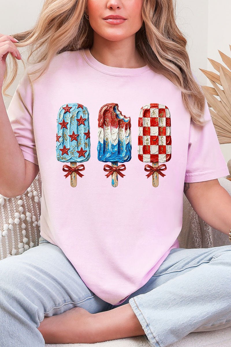 Painted Patriotic Popsicles Comfort Colors Adult Ring - Spun Cotton Tee - Wholesale Accessory Market