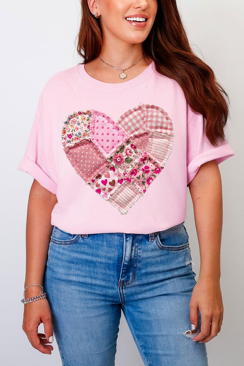 Patchwork Heart Comfort Colors Adult Ring - Spun Cotton Tee - Wholesale Accessory Market