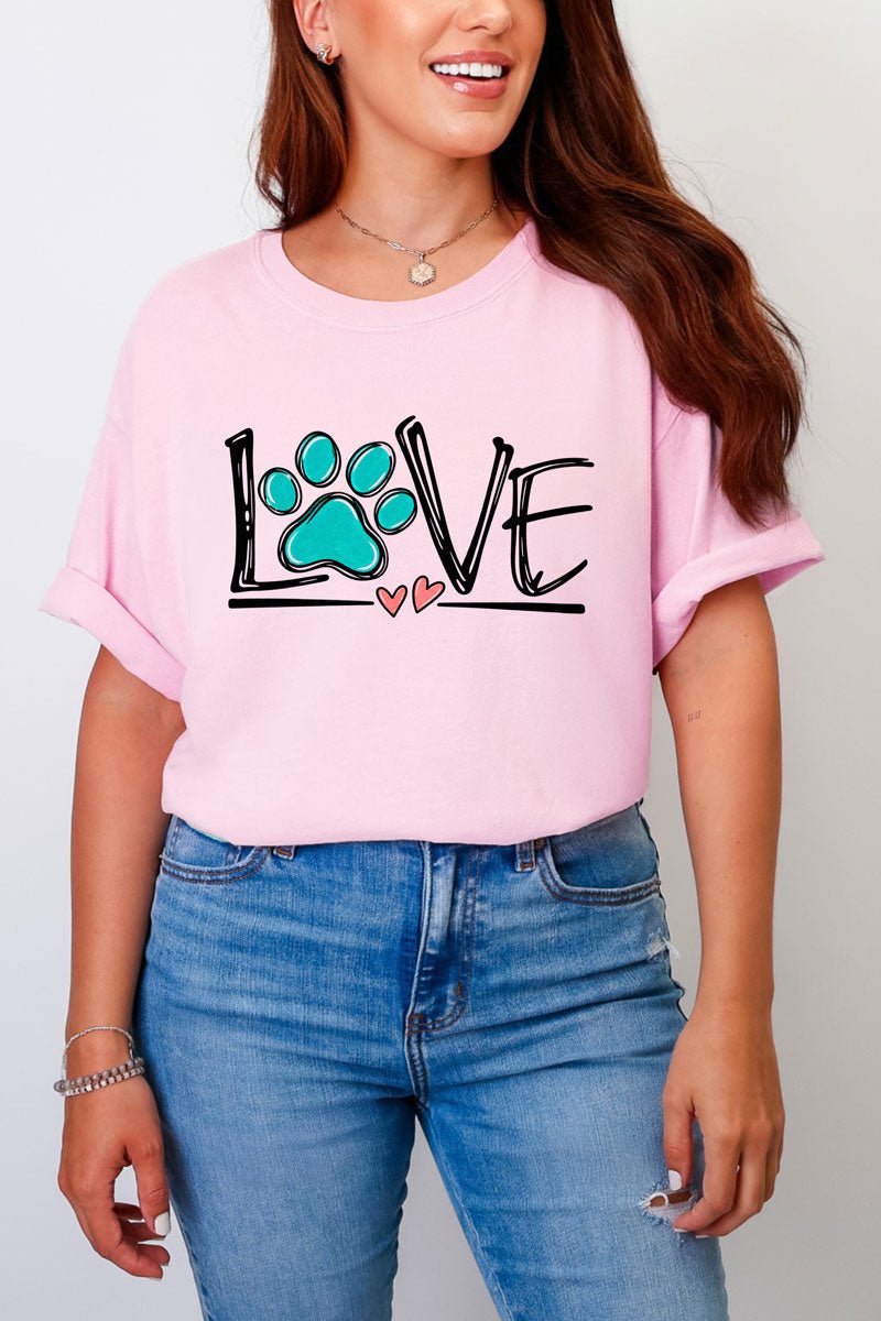 Paw Print Love Comfort Colors Adult Ring-Spun Cotton Tee - Wholesale Accessory Market