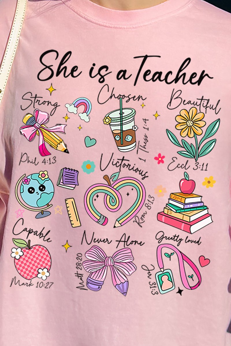 She Is A Teacher Comfort Colors Adult Ring - Spun Cotton Tee - Wholesale Accessory Market