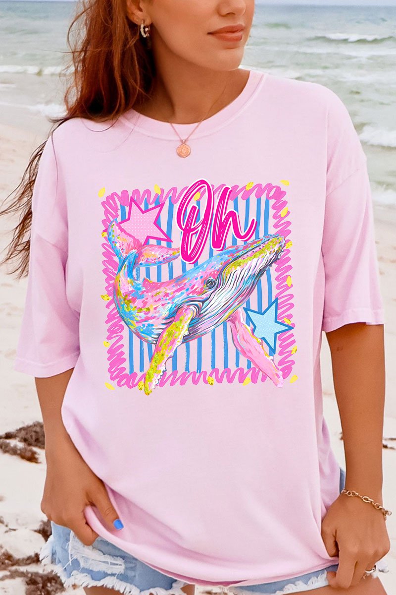 Striped Oh Whale Comfort Colors Adult Ring - Spun Cotton Tee - Wholesale Accessory Market