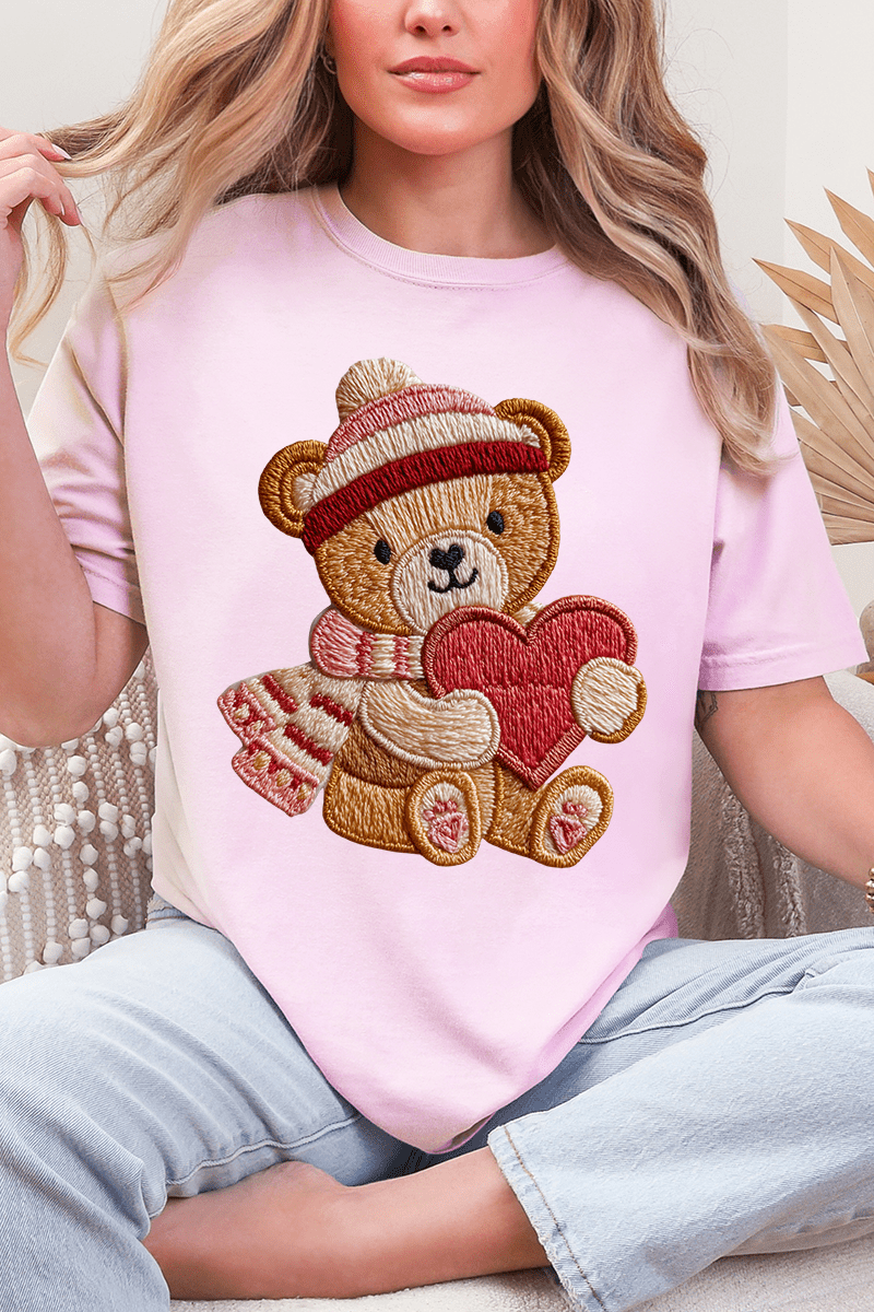 Teddy's Threaded Heart Comfort Colors Adult Ring - Spun Cotton Tee - Wholesale Accessory Market