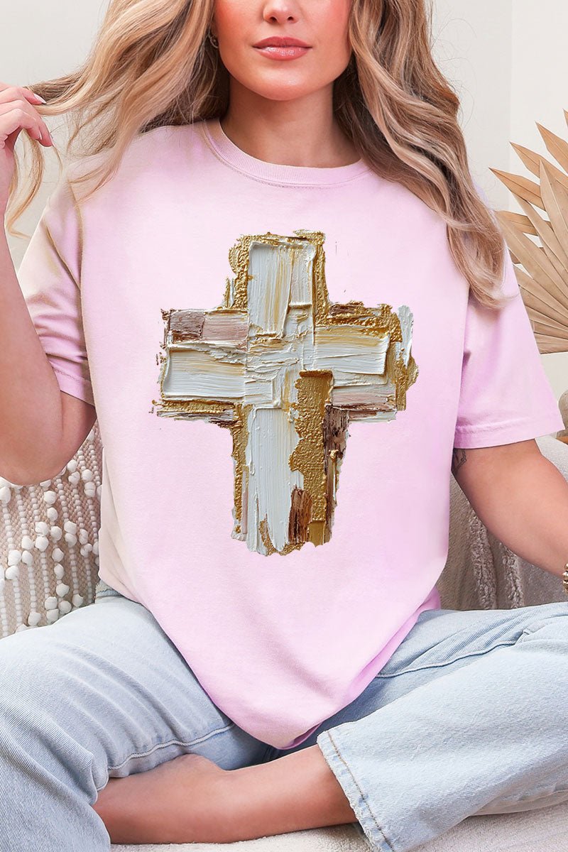 The Painted Gilded Cross Comfort Colors Adult Ring - Spun Cotton Tee - Wholesale Accessory Market