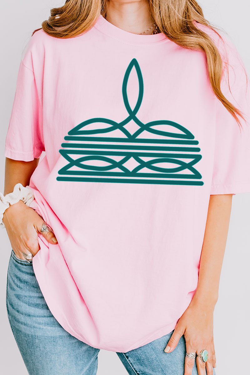 Turquoise Boot Stitch Comfort Colors Adult Ring - Spun Cotton Tee - Wholesale Accessory Market