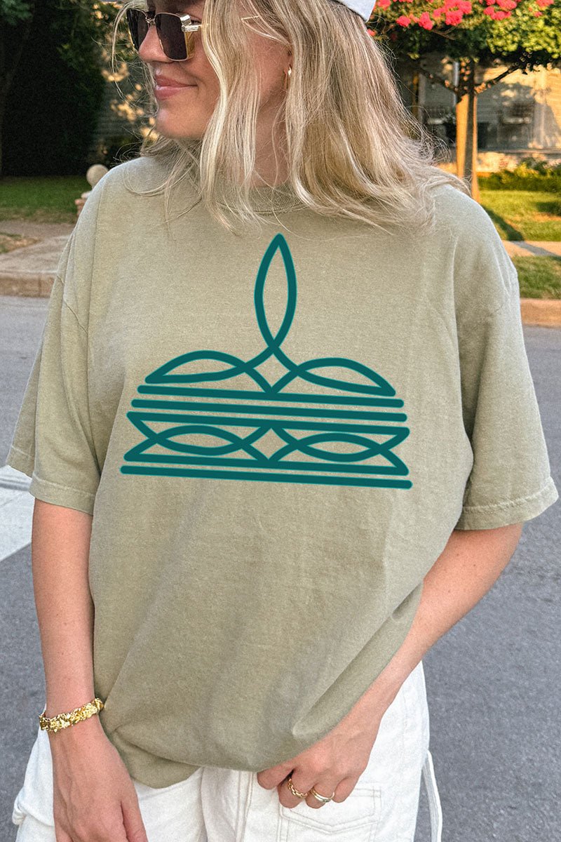 Turquoise Boot Stitch Comfort Colors Adult Ring - Spun Cotton Tee - Wholesale Accessory Market