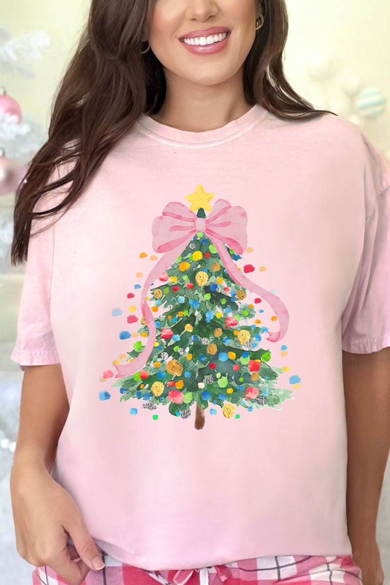 Watercolor Dots Christmas Tree Comfort Colors Adult Ring - Spun Cotton Tee - Wholesale Accessory Market